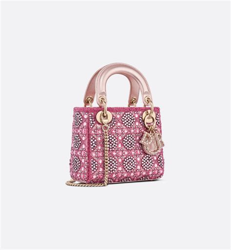 dior rosa tasche|Mini Lady Dior Bag Metallic Calfskin and Satin with Rose Des .